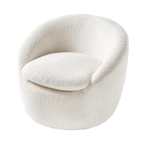 Riess Ambiente Drehbarer Design Sessel Alpine - weiß Bouclé - 360° mit Armlehnen