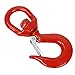 Crane Hook, with Latch Alloy Steel Crane Hoist Hook Drop Forged Alloy Steel Swivel Eye Hook, 1 Ton Working Load Limit,for Industry, Ship, Building(Red)