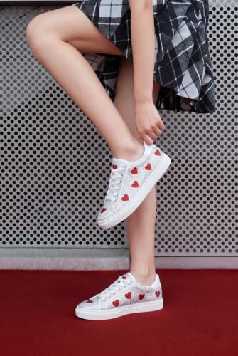Image of PARTY Women's Rhinestone Platform Lace Up Low Top Glitter Sneakers