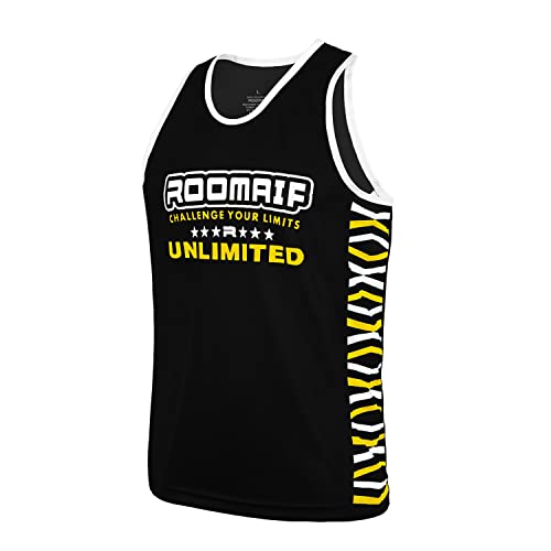 ROOMAIF boxhemd Chemise Kampfsport Training Radio-Commande Kick Boxe thaï MMA Gym Sports T-Shirt de Combat, Noir Cover