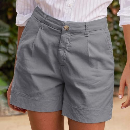 Short feminino de ciclismo acolchoado com botão de cintura alta, shorts elegantes folgados para negó