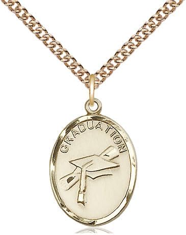 14kt Gold Filled Graduation Medal on a Gold Filled Heavy Curb Chain.