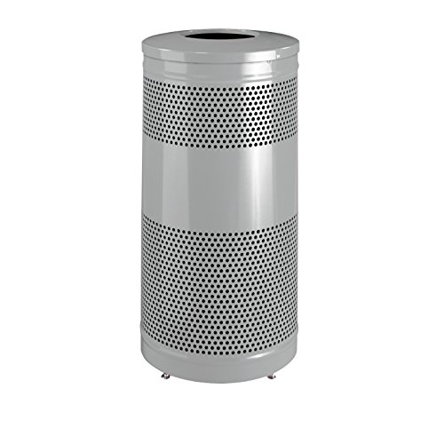 Image of Rubbermaid Commercial Products Classic Trash Can, 25-Gallon, Silver Metallic, Hands-Free Indoor /Outdoor Garbage Bin for Mall /Stadium /Office /Lobby /Restaurant