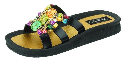 Grandco Women's 25551E Mystical Slide Beaded Waterproof Molded Sole Summer Sandals, Black, 10 #TOP13