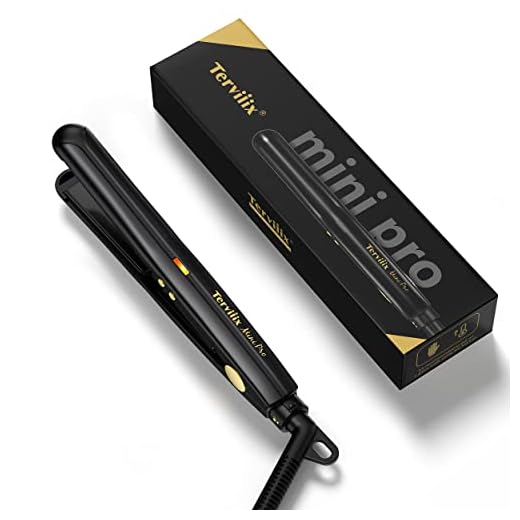 Terviiix Mini Flat Iron for Short Hair Temperature Adjustable, 1/2 Inch Mini Travel Hair Straightener, Small Portable Ceramic Hair Straightener for Men, Black