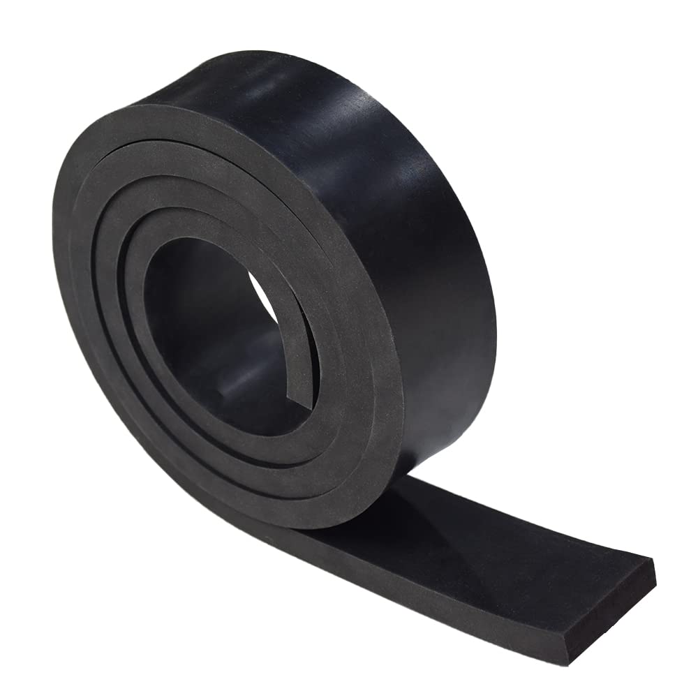 DOBTIM Solid Rubber Strips Neoprene Rubber Weather Stripping for Garage Door Seals Under Bottom,Top, Sides, Not Include Sealant/Adhesive (W:2 in x T: 1/16 in x L: 25 Ft)