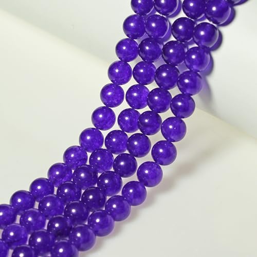 MJDCB Stone Beads Purple Jade Round Loose Beads for Jewelry Making DIY Bracelet Necklace (8mm)