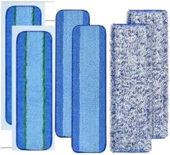 6 Pack Microfiber Cleaning Pad for Bona Mop Hardwood & Hard Surface Floors Dry and Wet Floor Cleaning - Includes 2 Microfiber Cleaning Pad, 2 Deep Clean Pads and 2 Dusting Pad - Dual Zone Cleaning