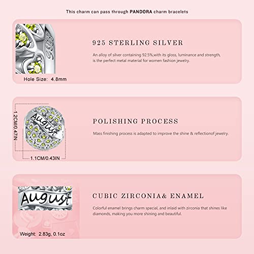Ninaqueen August Birthstone Charms For Bracelets Sterling Silver Beads Emerald Cubic Zirconia Heart Four Leaf Clover Necklaces Birthday Christmas Gifts For Sister Girlfriend Mom #TOP4