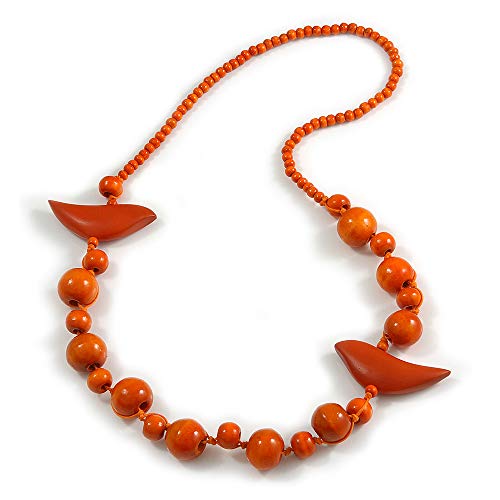 Collier en perles de bois orange Avalaya l'éclat de l'artisanat