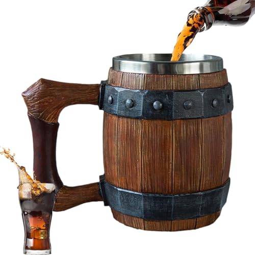 Taza de resina con interior de acero inoxidable - Taza artesanal Stein con asa, vaso de cerveza decorativo | Taza grande de cerveza, regalo para padre, Navidad, cambio