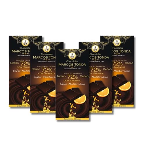 Chocolates Marcos Tonda – Chocolate Negro 72% Gourmet con Naranja X5 | Chocolates Originales Para Regalar | Chocolate Naranja X5 | Desde 1793