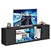 Bestier Led Entertainment Center for PS5, Gaming TV Stand with Cabinet for 60/65 Inch TV, Modern TV Console with Adjustable Glass Shelf for Living Room Easy Assembly (Black Carbon Fiber, 70 Inch)