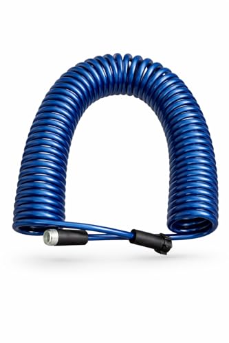Image of SpringHose RV Quick Connect Water Hose, 3 /8-in x 50-ft | Blue, Coiled RV Water Hose, Drinking Water Safe, Premium Polyurethane, Lightweight, Male Adapter, Made in Canada