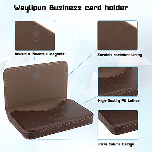 Waylipun Business Card Holder, PU Leather Business Card Case - Image 3