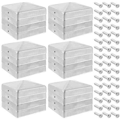 Oungy 24 tapas para postes de 90 x 90 mm, tapa de valla con tornillos, tapas para postes de valla de 9 x 9 cm, cubierta de postes para postes de madera, postes de vallas de metal