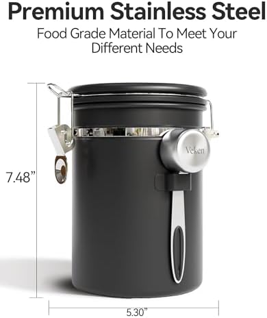 Coffee Canister with Window,Airtight Stainless Steel Pantry Container 34 Product Image
