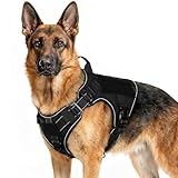 rabbitgoo Tactical Dog Harness for Large Dogs, Upgraded No-Pull Heavy Duty Vest with Handle & Molle System, Adjustable Reflective Military Service Harness for Training Hunting Hiking, Black, XL