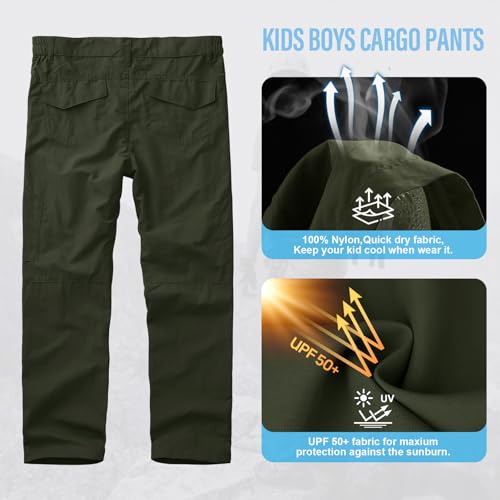 Kids' Cargo Pants, Youth Boys' Hiking Casual Outdoor Quick Dry Boy Scout Pants4