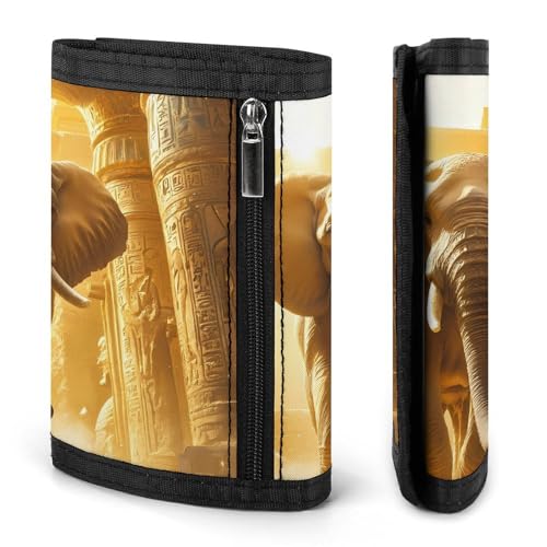 Ancient Egypt Elephant Custom Trifold Wallet Front Pocket Credit Card Holder with Coin Purse for Men Women Travel Gifts3