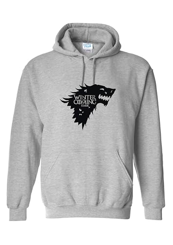 RADIANCE Winter Is Coming Grey Hoodie Large Warm Stylish & Cozy | Unisex Game of Thrones Inspired Hooded Sweatshirt for Men & Women | Perfect for Cold Weather Casual Wear & Fan Gifts