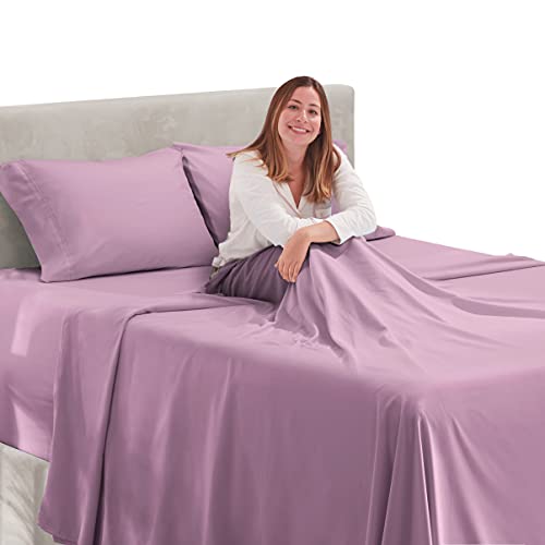 Image of Hearth & Harbor Extra Deep Pocket Bed Sheet Set - 3 Piece Hotel Luxury Sheets Fits Up to 24 inch Thick Mattress - Twin XL - Lavender Dream