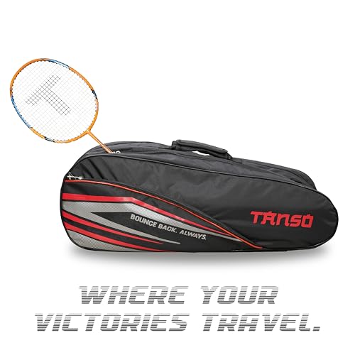 Image of TANSO T-Blast Badminton Kit Bag | Spacious Racket Bag with Two Large Compartments and Separate Shoe Compartment | Front Zipper Pocket and Adjustable Straps