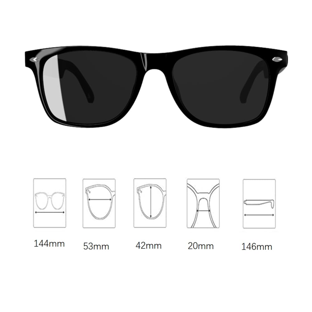 Occhiali intelligenti E13 con cuffie per chiamate in vivavoce musica fotografia nero C Smart Glasses 1 set, Nero , C