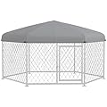 PawHut Outdoor Dog Kennel with Water-Resistant, UV-Resistant Roof, Dog Run with Lockable Door for Garden, Patio, Terrace for Medium, Large Dogs, 2.1 x 1.85 x 1.5m
