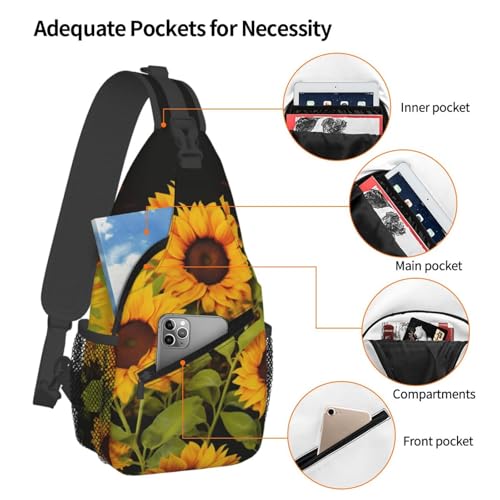Mochila tipo Sling Crossbody diseño Sun Flower negra miniatura 3