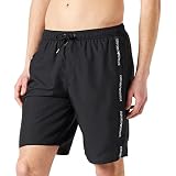 Emporio Armani Swimwear Herren Bermuda Logo Tape Badehose, Black, 56