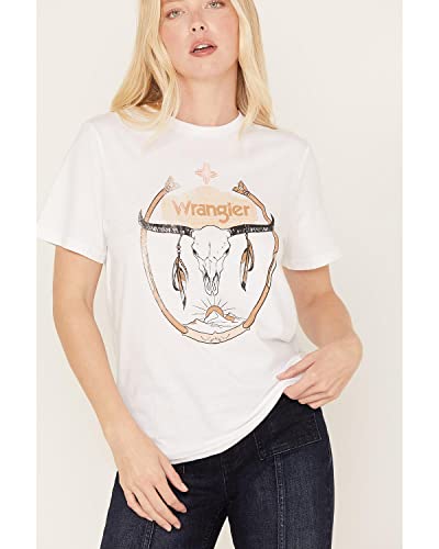Wrangler Women's Steerhead Short Sleeve Graphic Tee White X-Large #TOP2