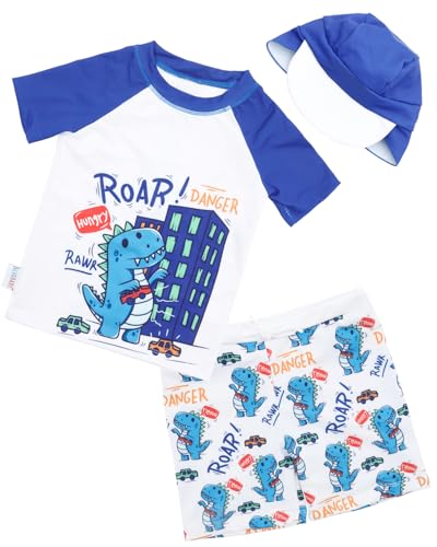 Maillot de bain 2 pièces garçon ALVA BABY bleu à manches courtes pour la plage