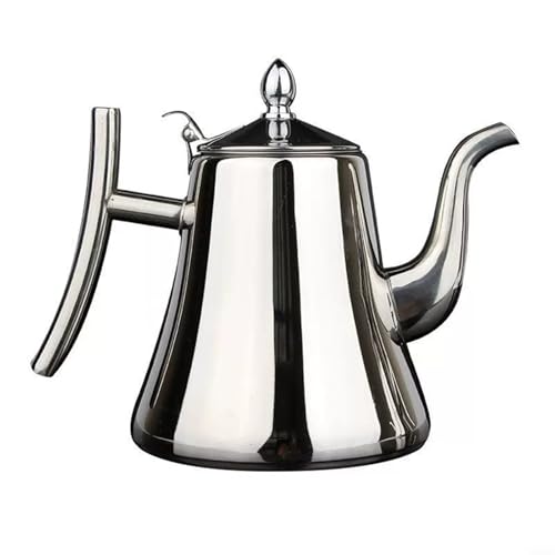 GANCEI Cafetera con filtro integrado, capacidad de 1 L/1,5 L/2 L, compatible con inducción y estufa, tetera de acero inoxidable (2 L, plateado)