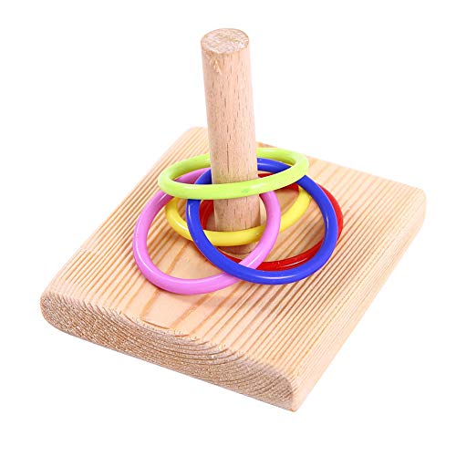 QBLEEV Bird Training Ring Toy, Parrot Trick Tabletop Toys, Bird Educational Toys, Stacking Color Rings,Bird Cage Toys - Thumbnail 6