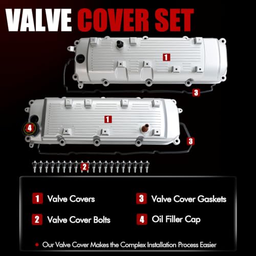 MITZONE Aluminum Valve Cover Set Compatible with Ford F-150 F-250 F-350 F-450 F-550 Super Duty 2012-2017 Lincoln Mark LT 2012-2014 6.2 Gas Replace CC3Z6582J by MITZONE - Used condition - Image 3