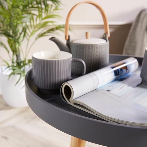Image of Small Round Coffee Table, Modern Side Table with 3 Stable Legs, Multifunctional Sofa Side Table for Balcony Office (Black)