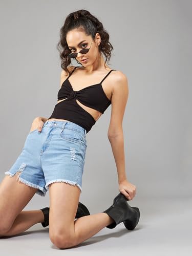 Image of Dolce Crudo Women's Regular High Rise Stretchable Denim Shorts