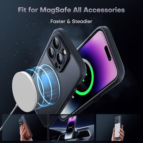TOCOL for iPhone 14 Pro Max Case Magnetic, Upgraded Camera Protection, Compatible with MagSafe, Shockproof Anti-Scratch Non-Slip Case for iPhone 14 Pro Max, Black