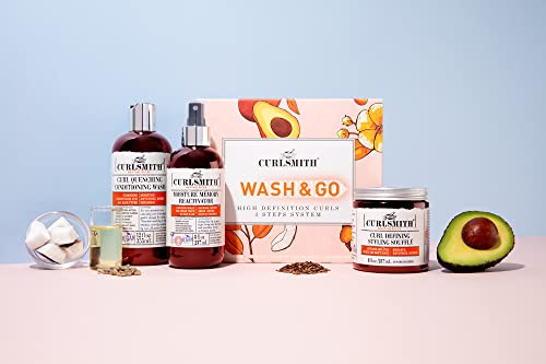 Curlsmith - Wash & Go High Definition Curls Kit: 3-Step System - Vegan Haircare for Dry, Wavy, Curly or Coily Hair