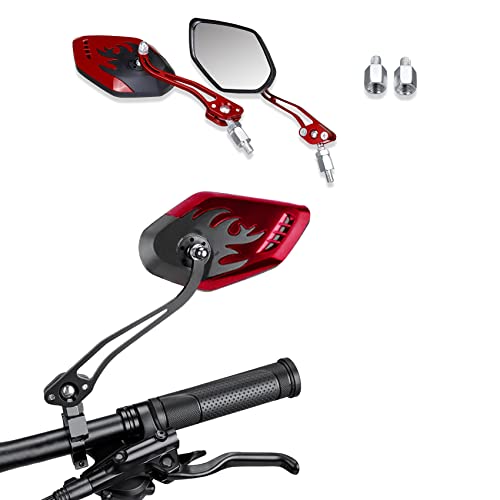 ASUBHA 2PCS Motorcycle Mirrors Motorcycle Mirrors for Handlebar Convex Handlebar Rear View Side Mirror with M8 M10 Bolt Wide Angle Rear View Mirror Car Accessories for Scooter ATV UTV Dirt Bike