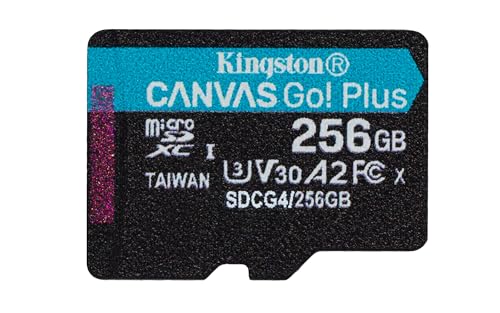 Kingston Canvas Go Plus microSDXC Speicherkarte Gen4 200MB/s A2 U3 V30 256GB Einzelpaket ohne ADP-SDCG4/256GBSP