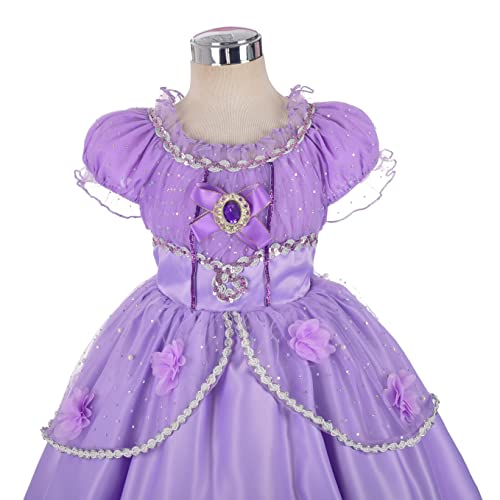 Lito Angels Girls' Princess Dress Up Costume Purple Fancy Party Dress Outfit with Accessories