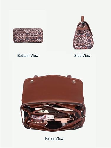 Image of ZOUK Heritage Satchel Bag - Gwalior Weaves | Jute | Vegan Leather Handcrafted With Detachable Sling Strap