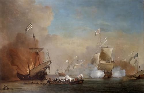 Tableaux peinture sur toile pirates de Willem Van De Velde 60x90cm