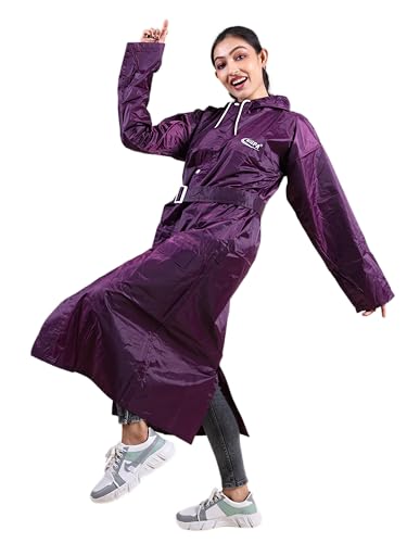 Image of Rupa Rainsuit Women Waterproof PVC Raincoat with Hood & Carry Bag | Lightweight Rainwear for Women with Front Zip | Solid Color | Standard Length | Pack of 1