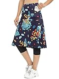 Grooree Womens Athletic Skirts Leggings 24" Midi Length Capris Modest Golf Skorts Workout Running Ca