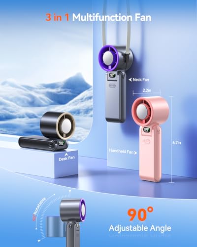 Image of Portable Handheld Fan with Ice Cooler, 199 Speed Personal Fan,5500mAh Rechargeable,20H Cooling Time,20000 RPM Powerful Motor, Summer Essential for Travel /Outdoor /Office, Grey Purple