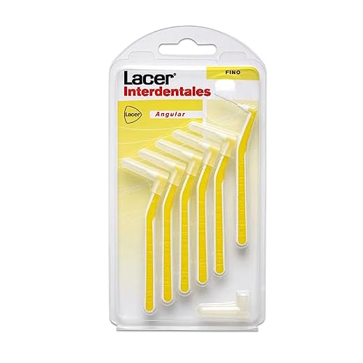 LACER - Cepillo Interdental Angular Fino Pack 6 Unidades, Mango Angulado, Máxima Eficacia, Filamentos Tynex, Cerdas Finas, Previene y Elimina la Placa Bacteriana, Cerdas Suaves