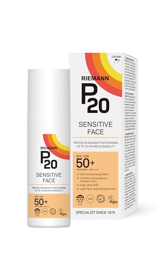 RIEMANN P20 Sensitive FACE SPF50+ UV Protection Cream 50 Grams | Non Greasy Highly Effective Protects Face from UV Radiation |Sun Protection Factor 50+ | Wear under Make Up